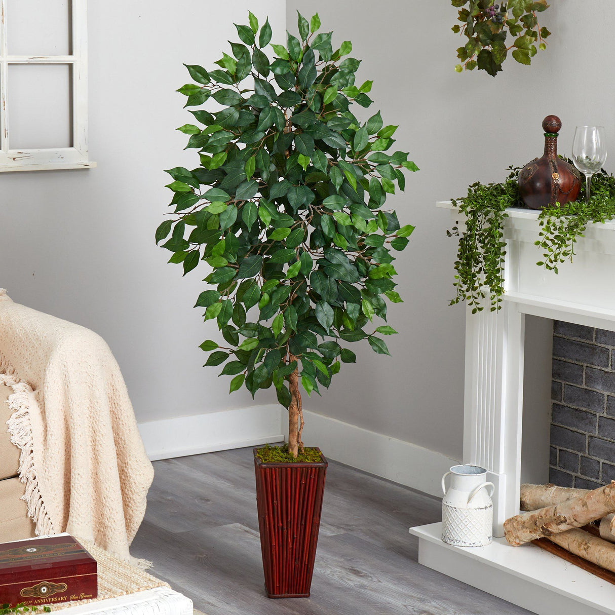 5’ Ficus Artificial Tree in Bamboo Planter-Parc Decor