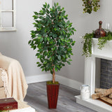 5’ Ficus Artificial Tree in Bamboo Planter-Parc Decor