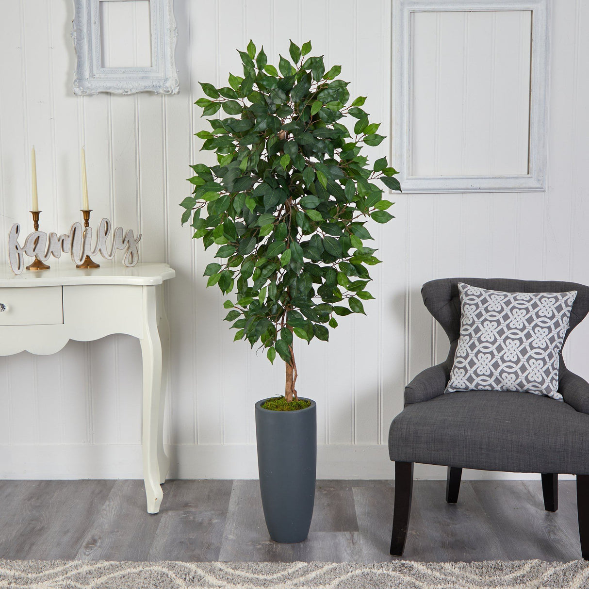 5’ Ficus Artificial Tree in Gray Planter-Parc Decor