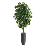 5’ Ficus Artificial Tree in Gray Planter-Parc Decor