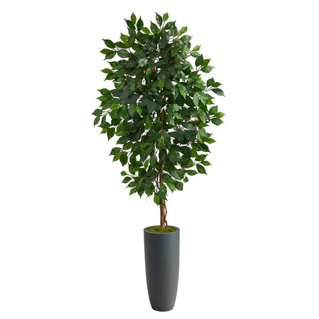 5’ Ficus Artificial Tree in Gray Planter-Parc Decor