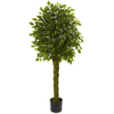 5' Ficus Artificial Tree with Woven Trunk UV Resistant (Indoor/Outdoor)-Parc Decor