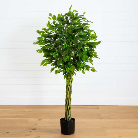 5' Ficus Artificial Tree with Woven Trunk UV Resistant (Indoor/Outdoor)-Parc Decor