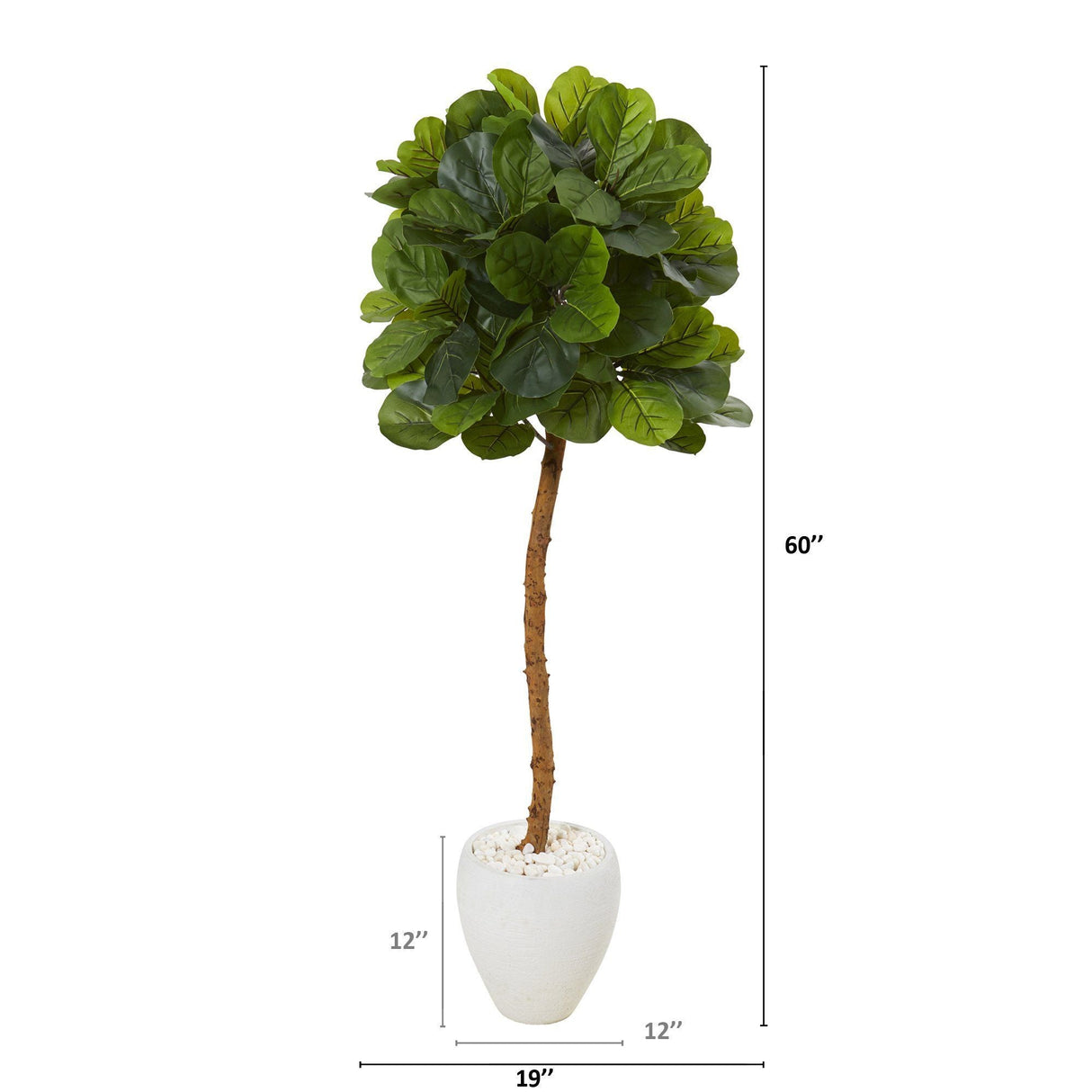 5’ Fiddle Leaf Artificial Tree in White Planter (Real Touch)-Parc Decor