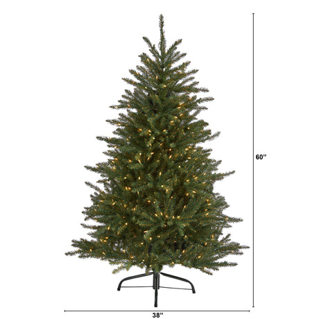 5’ Napa Valley Fir Artificial Chrstmas Tree with 350 Clear Lights and 1107 Bendable Branches-Parc Decor