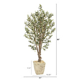 5’ Olive Artificial Tree in Country White Planter-Parc Decor