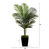 5’ Paradise Palm Artificial Tree in Black Metal Planter-Parc Decor