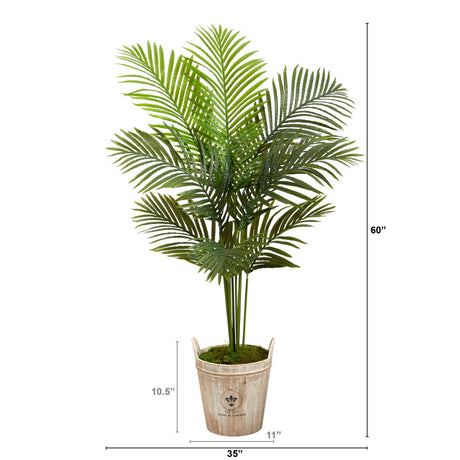 5’ Paradise Palm Artificial Tree in Farmhouse Planter-Parc Decor