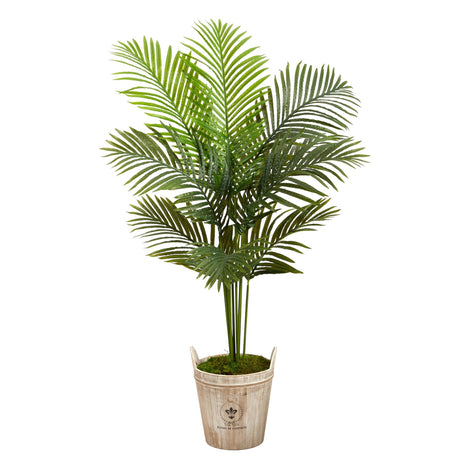 5’ Paradise Palm Artificial Tree in Farmhouse Planter-Parc Decor