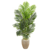 5’ Paradise Palm Artificial Tree in Sand Colored Planter-Parc Decor