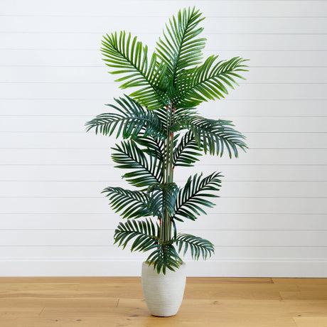 5’ Paradise Palm Artificial Tree in Sand Colored Planter-Parc Decor
