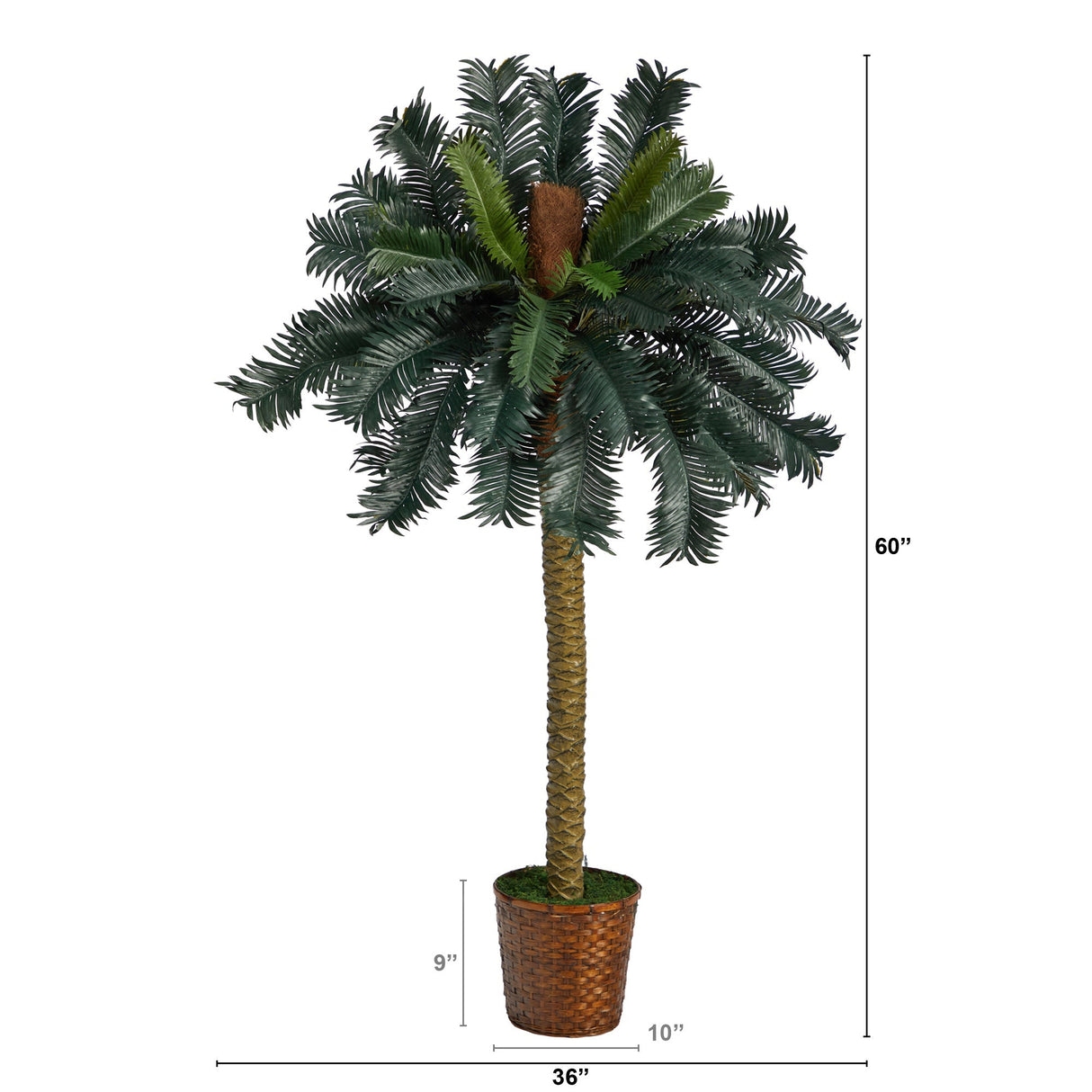 5’ Sago Palm Artificial Tree in Basket-Parc Decor