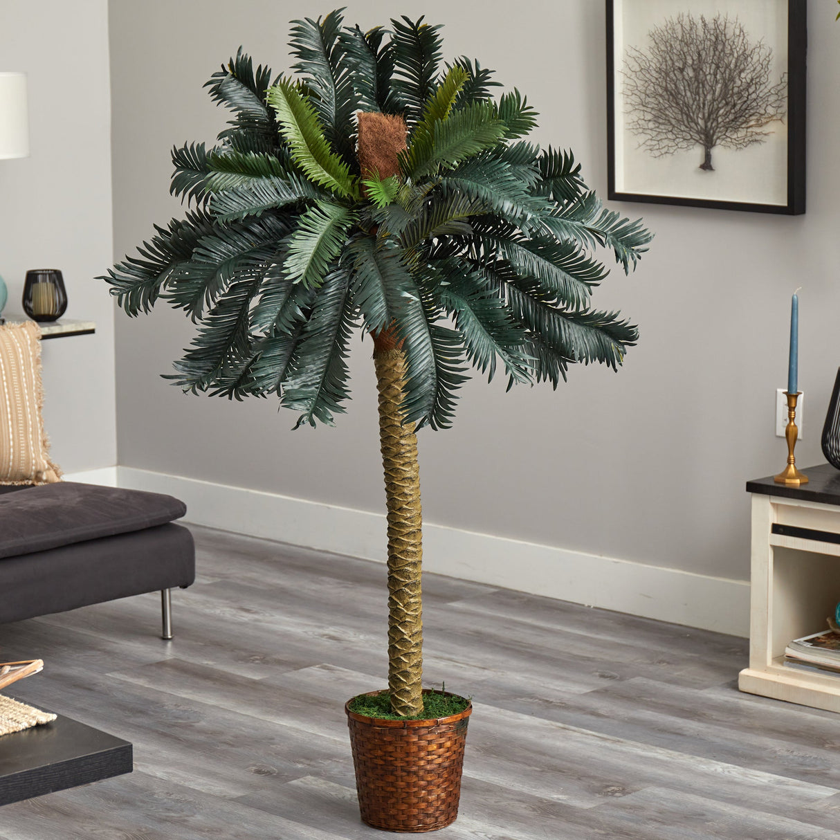 5’ Sago Palm Artificial Tree in Basket-Parc Decor