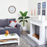 5’ Traveler’s Palm Artificial Plant in White Planter with Stand (Real Touch)-Parc Decor