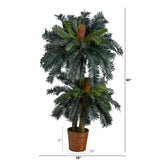 5’ and 3’ Double Sago Palm Artificial Tree with Basket-Parc Decor