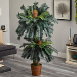 5’ and 3’ Double Sago Palm Artificial Tree with Basket-Parc Decor