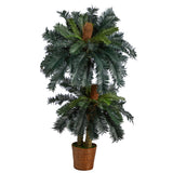 5’ and 3’ Double Sago Palm Artificial Tree with Basket-Parc Decor
