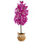 5’ Artificial Bougainvillea Tree with Handmade Jute & Cotton Basket with Tassels-Plant in Planter-Parc Decor