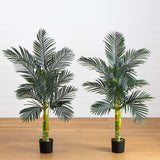 5’ Artificial Double Stalk Golden Cane Palm Tree- Set of 2-Tree-Parc Decor