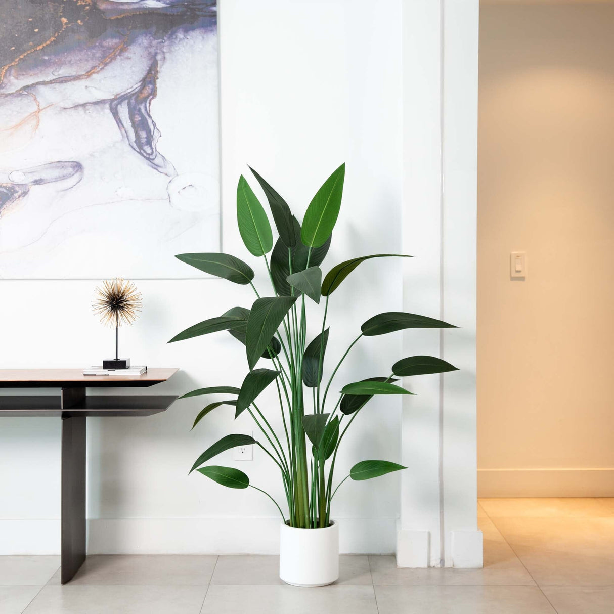 5' Artificial Sky Bird Tree in White Decorative Planter-Tree-Parc Decor