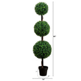5’ Artificial Triple Ball Boxwood Topiary Tree (Indoor/Outdoor)-Tree-Parc Decor