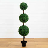 5’ Artificial Triple Ball Boxwood Topiary Tree (Indoor/Outdoor)-Tree-Parc Decor