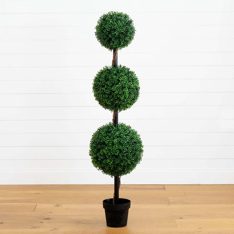 5’ Artificial Triple Ball Boxwood Topiary Tree (Indoor/Outdoor)-Tree-Parc Decor