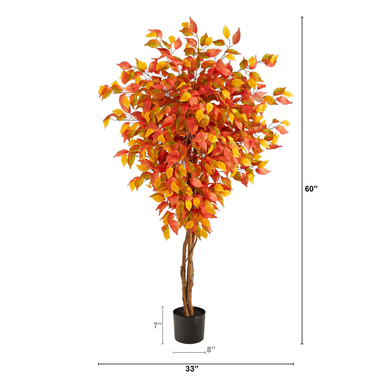 5’ Autumn Ficus Artificial Fall Tree-Tree-Parc Decor