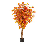 5’ Autumn Ficus Artificial Fall Tree-Tree-Parc Decor