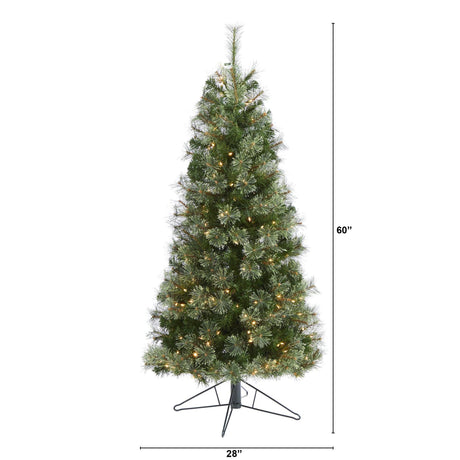 5' Cashmere Slim Artificial Christmas Tree with 250 Warm White Lights and 408 Bendable Branches-Christmas Tree-Parc Decor