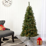 5' Cashmere Slim Artificial Christmas Tree with 250 Warm White Lights and 408 Bendable Branches-Christmas Tree-Parc Decor