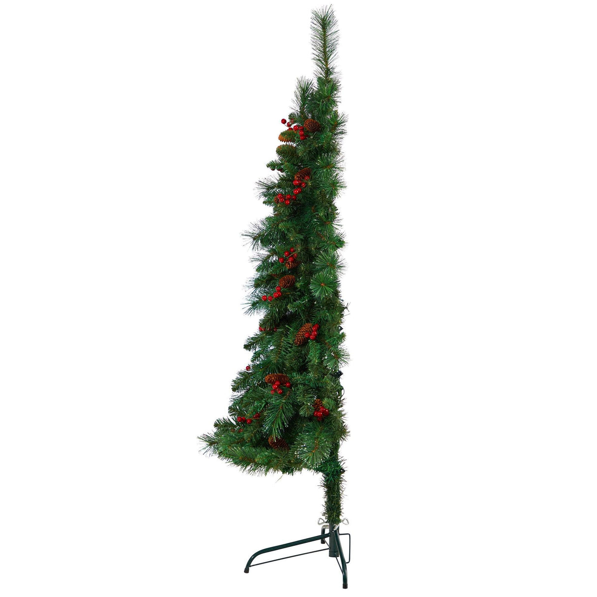 5’ Flat Back Montreal Mountain Artificial Christmas Tree with Pine Cones and Berries-Christmas Tree-Parc Decor
