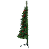 5’ Flat Back Montreal Mountain Artificial Christmas Tree with Pine Cones and Berries-Christmas Tree-Parc Decor