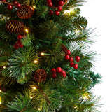 5’ Flat Back Montreal Mountain Artificial Christmas Tree with Pine Cones and Berries-Christmas Tree-Parc Decor