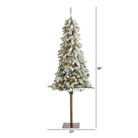 5’ Flocked Alpine Artificial Christmas Tree-Christmas Tree-Parc Decor