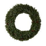 5’ Flocked Artificial Christmas Wreath with Pinecones, 300 Clear LED Lights and 680 Bendable Branches-Wreath-Parc Decor