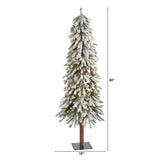 5’ Flocked Grand Alpine Artificial Christmas Tree with 200 Clear Lights and 469 Bendable Branches on Natural Trunk-Christmas Tree-Parc Decor