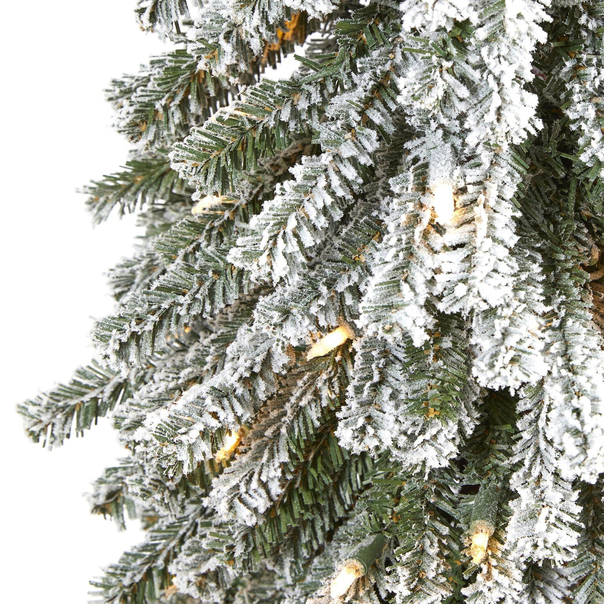 5’ Flocked Grand Alpine Artificial Christmas Tree with 200 Clear Lights and 469 Bendable Branches on Natural Trunk-Christmas Tree-Parc Decor