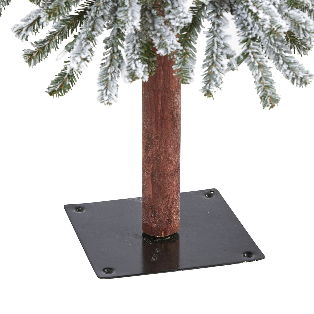 5’ Flocked Grand Alpine Artificial Christmas Tree with 200 Clear Lights and 469 Bendable Branches on Natural Trunk-Christmas Tree-Parc Decor