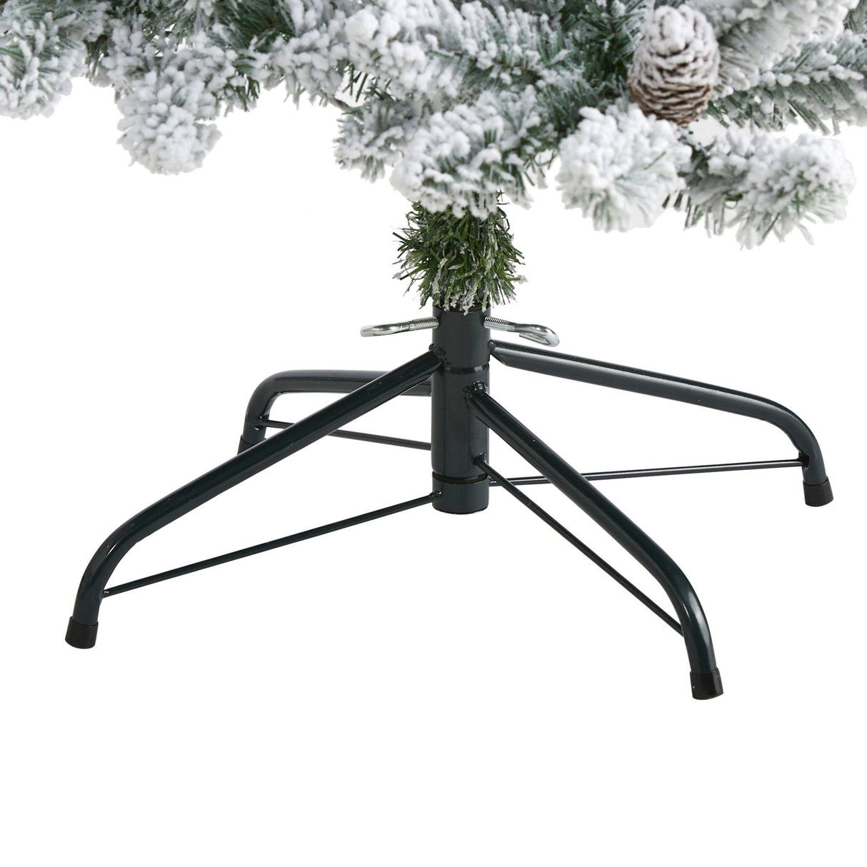 5’ Flocked Livingston Fir Artificial Christmas Tree with Pine Cones and 200 Clear Warm LED Lights-Christmas Tree-Parc Decor