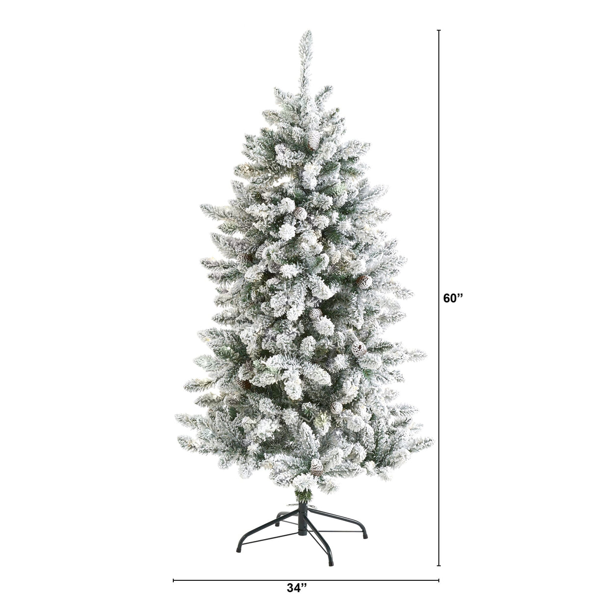 5’ Flocked Livingston Fir Artificial Christmas Tree with Pine Cones and 498 Bendable Branches-Christmas Tree-Parc Decor