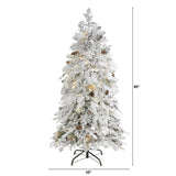 5' Flocked Montana Down Swept Spruce Artificial Christmas Tree with 100 Clear LED Lights-Christmas Tree-Parc Decor