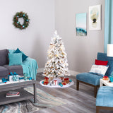 5' Flocked Montana Down Swept Spruce Artificial Christmas Tree with 100 Clear LED Lights-Christmas Tree-Parc Decor