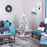 5' Flocked Montana Down Swept Spruce Artificial Christmas Tree with 100 Clear LED Lights-Christmas Tree-Parc Decor