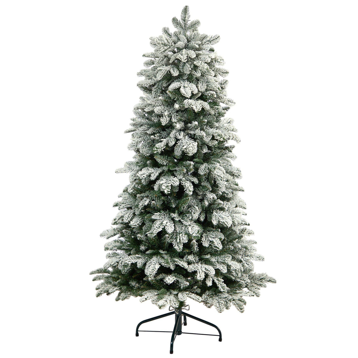 5’ Flocked North Carolina Fir Christmas Tree with 350 Warm White Lights and 1247 Bendable Branches-Christmas Tree-Parc Decor