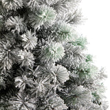 5’ Flocked Oregon Pine Artificial Christmas Tree with 200 Clear Lights and 347 Bendable Branches-Christmas Tree-Parc Decor
