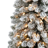 5’ Flocked Pencil Artificial Christmas Tree with 200 Clear Lights and 318 Bendable Branches-Christmas Tree-Parc Decor