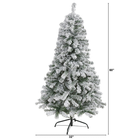 5' Flocked Rock Springs Spruce Artificial Christmas Tree-Christmas Tree-Parc Decor