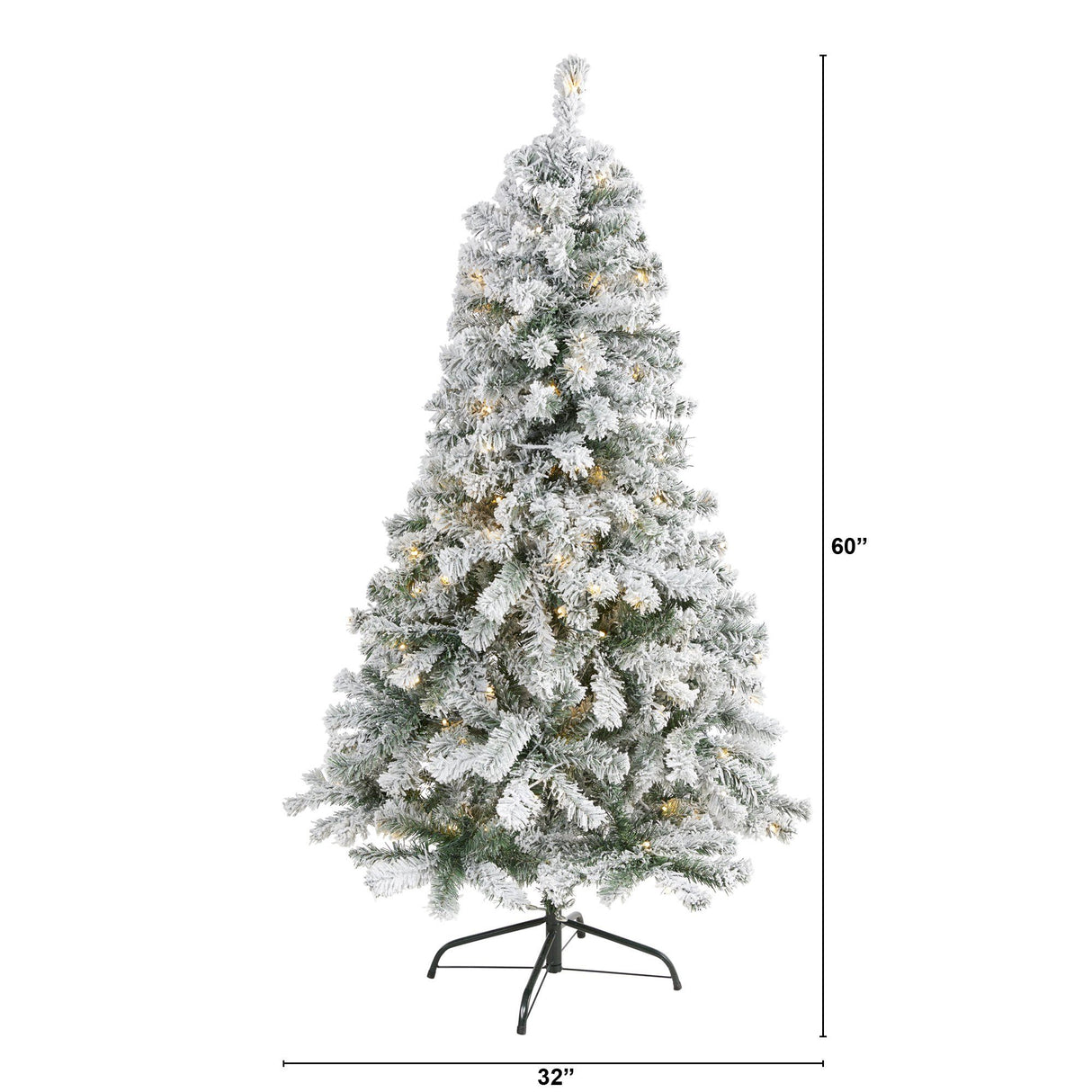 5' Flocked Rock Springs Spruce Artificial Christmas Tree with 150 Clear LED Lights-Christmas Tree-Parc Decor