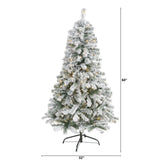 5' Flocked Rock Springs Spruce Artificial Christmas Tree with 150 Clear LED Lights-Christmas Tree-Parc Decor